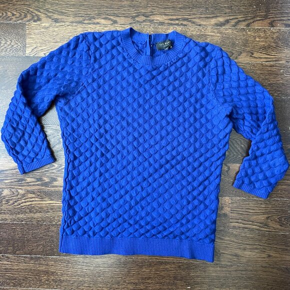 Ted Baker Yayoi Royal Blue Cotton/Cashmere Knit -Size 2/4 - Picture 1 of 10
